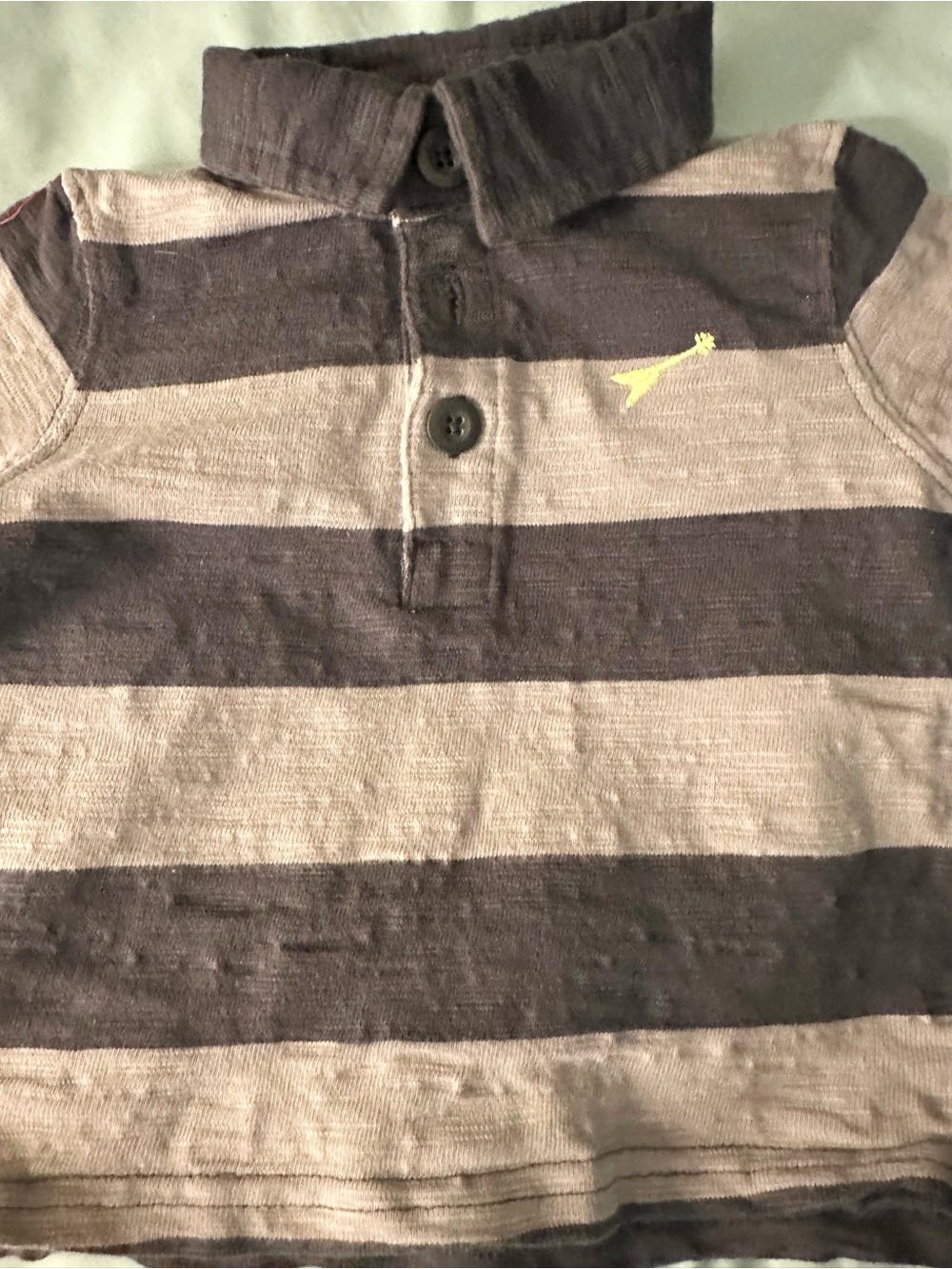 Carter's Brown & Cream Striped Polo with Yellow Accent